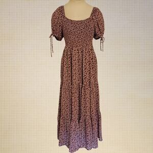 Cottagecore Prairie Puff Sleeve Maxi Dress Blue Pepper Size M